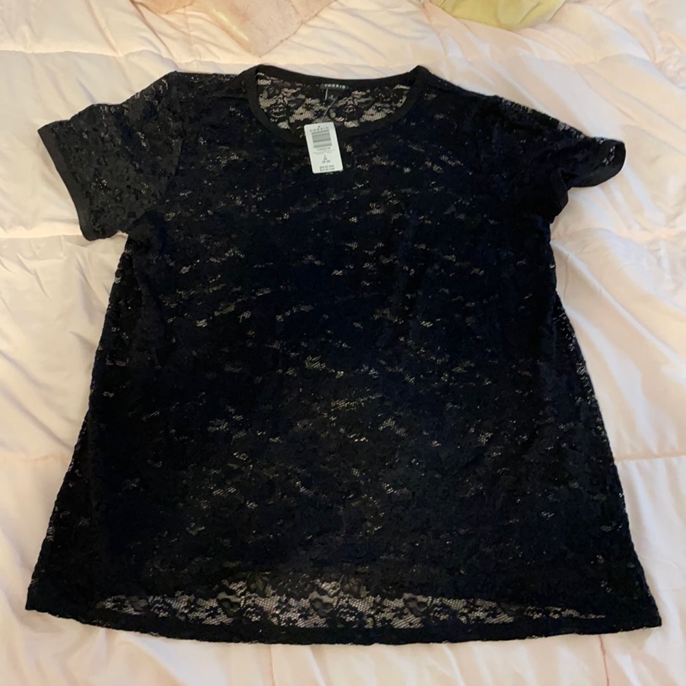 NWT 2X Torrid Black Lace Crew Neck